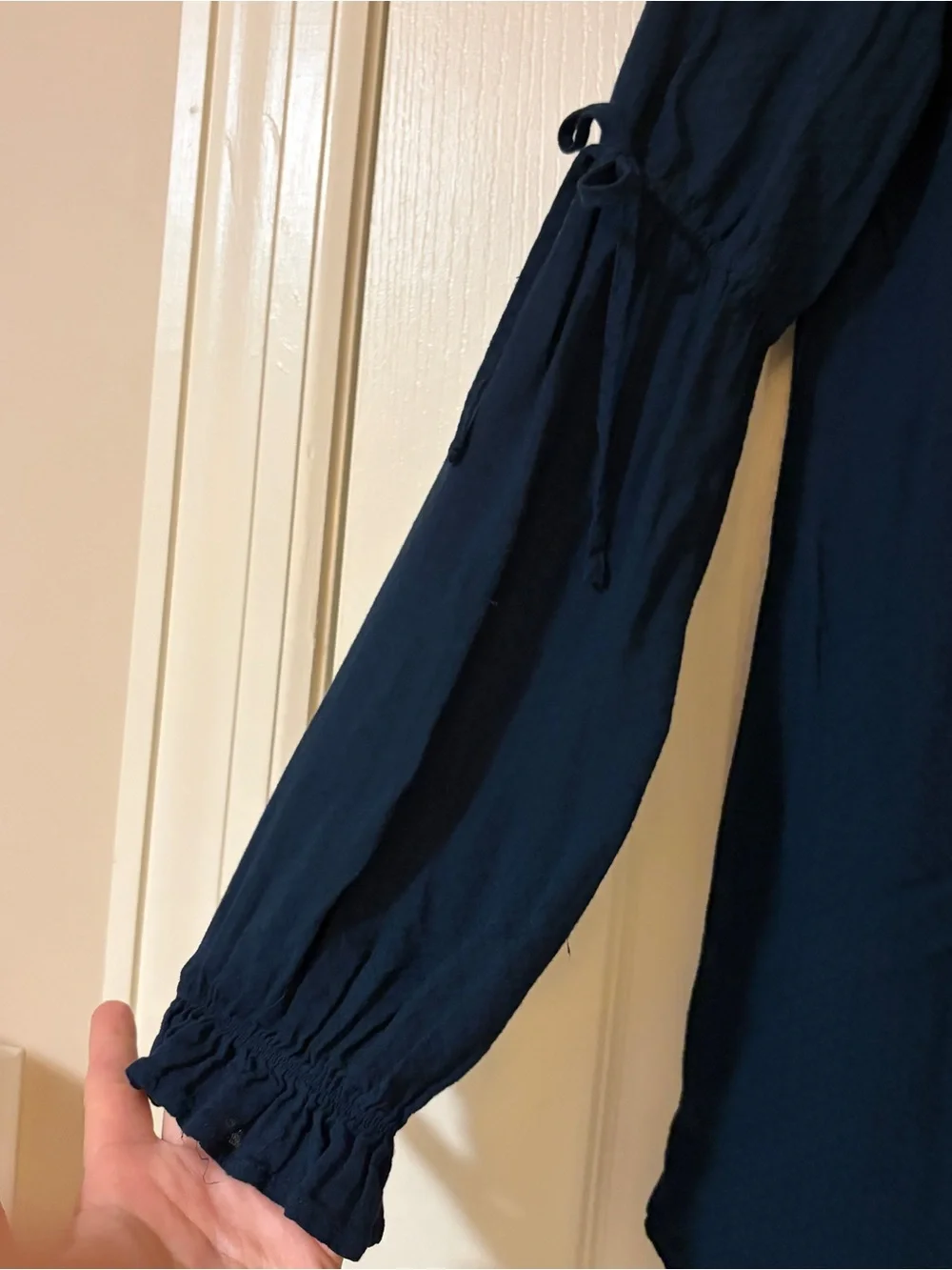 Lucky Brand Deep Navy Ruffle V-Neck Blouse
